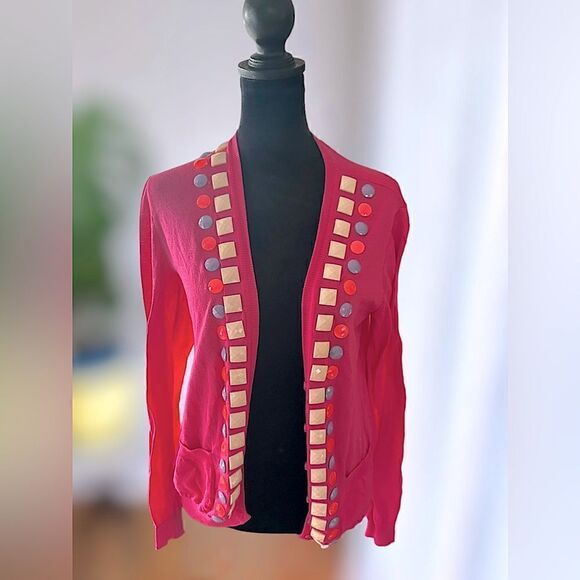 Moschino Cheap and Chic Y2K Pink Embellished Cardigan size 8 - Picture 6 of 16